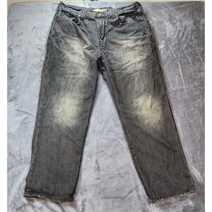 Indigo RED Jeans Mens 40x24 Black Relaxed Straight Baggy Sandblasted Skater Y2K